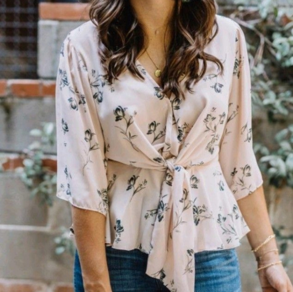 Wayf poplin floral top blouse size xsmall